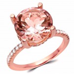 Rose Gold Morganite and 1/3ct TDW Diamond Engagement Ring - Handcrafted By Name My Rings™