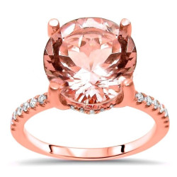 Rose Gold Morganite and 1/3ct TDW Diamond Engagement Ring - Handcrafted By Name My Rings™