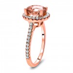 Rose Gold Morganite and 1/3ct TDW Diamond Engagement Ring - Handcrafted By Name My Rings™