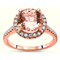 Rose Gold Morganite and 1/3ct TDW Diamond Engagement Ring - Handcrafted By Name My Rings™