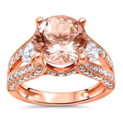 Rose Gold Morganite and 1ct TDW Diamond Engagement Ring - Handcrafted By Name My Rings™