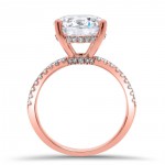 Rose Gold Round Moissanite and 1/3ct TDW Diamond Halo Engagement Ring - Handcrafted By Name My Rings™