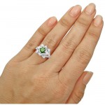 White Gold 1 1/ 6ct TDW Green Diamond Lotus Flower Engagement Ring - Handcrafted By Name My Rings™