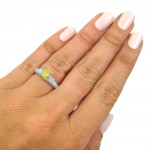 White Gold 1 1/2ct Radiant Fancy Yellow and White Three-stone Diamond Ring - Handcrafted By Name My Rings™
