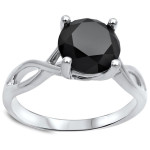 White Gold 1 1/2ct TDW Black Round Diamond Infinity Knot Engagement Ring - Handcrafted By Name My Rings™