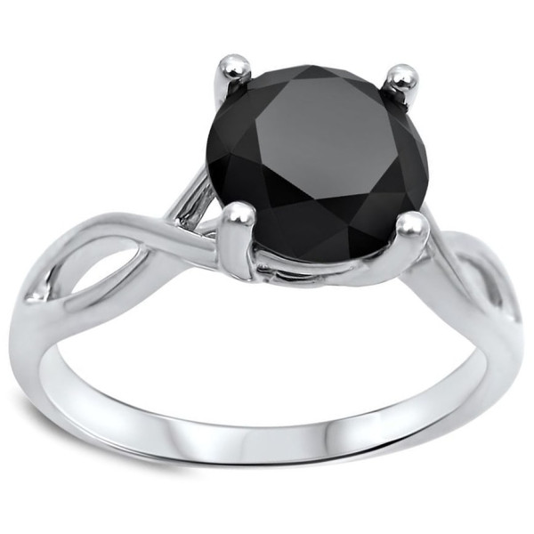 White Gold 1 1/2ct TDW Black Round Diamond Infinity Knot Engagement Ring - Handcrafted By Name My Rings™