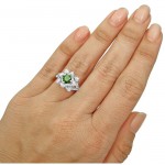 White Gold 1 1/2ct TDW Green Diamond Lotus Flower Engagement Ring - Handcrafted By Name My Rings™