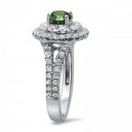 White Gold 1 1/2ct TDW Green and White Diamond Engagement Ring - Handcrafted By Name My Rings™