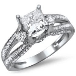 White Gold 1 1/2ct TDW Princess Cut Diamond Engagement Ring - Handcrafted By Name My Rings™