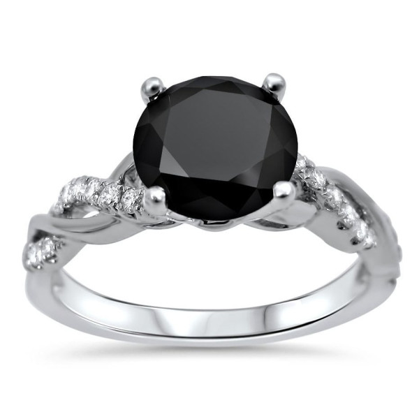 White Gold 1 1/3ct TDW Black Diamond Engagement Ring - Handcrafted By Name My Rings™