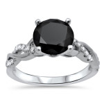 White Gold 1 1/3ct TDW Black Diamond Engagement Ring - Handcrafted By Name My Rings™