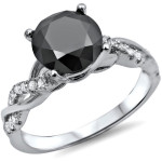 White Gold 1 1/3ct TDW Black Diamond Engagement Ring - Handcrafted By Name My Rings™