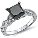 White Gold 1 1/3ct TDW Black Princess-cut Diamond Engagement Ring - Handcrafted By Name My Rings™