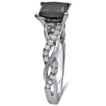 White Gold 1 1/3ct TDW Black Princess-cut Diamond Engagement Ring - Handcrafted By Name My Rings™