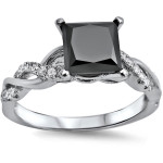 White Gold 1 1/3ct TDW Black Princess-cut Diamond Engagement Ring - Handcrafted By Name My Rings™