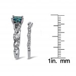 White Gold 1 1/5ct TDW Blue and White Diamond Bridal Set - Handcrafted By Name My Rings™