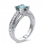 White Gold 1 2/5ct TDW Blue Princess-cut Diamond Engagement Ring - Handcrafted By Name My Rings™