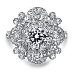 White Gold 1 2/5ct TDW Vintage Style Enhanced Diamond Engagement Ring - Handcrafted By Name My Rings™