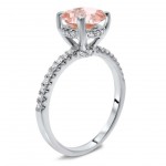 White Gold 1 2/5ct TGW Round-cut Morganite Diamond Engagement Ring - Handcrafted By Name My Rings™
