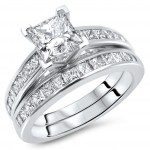 White Gold 1 3/4ct TDW Princess Cut Diamond Enhanced Engagement Ring Bridal Set - Handcrafted By Name My Rings™