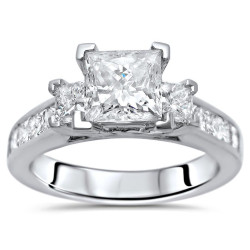 White Gold 1 3/4ct TDW Princess-cut 3-stone Diamond Engagement Ring - Handcrafted By Name My Rings™