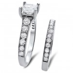 White Gold 1 3/4ct TDW Princess-cut Diamond Bridal Set - Handcrafted By Name My Rings™