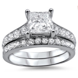 White Gold 1 3/4ct TDW Princess-cut Diamond Bridal Set - Handcrafted By Name My Rings™