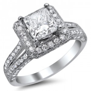 White Gold 1 3/4ct TDW Princess-cut Square Halo Diamond Engagement Ring - Handcrafted By Name My Rings™
