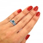 White Gold 1 3/5 TDW Blue Diamond Engagement Ring Set - Handcrafted By Name My Rings™