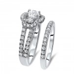 White Gold 1 3/5ct TDW Round Diamond Enhanced Bridal Set - Handcrafted By Name My Rings™