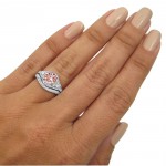 White Gold 1 3/5ct TGW Round-cut Morganite Diamond Engagement Ring Bridal Set - Handcrafted By Name My Rings™