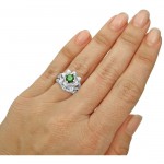 White Gold 1 7/8ct TDW Green Round Diamond Lotus Flower Bridal Set - Handcrafted By Name My Rings™