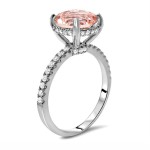 White Gold 1 9/10ct TGW Round-cut Morganite and Diamond Engagement Ring - Handcrafted By Name My Rings™