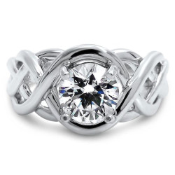 White Gold 1 ct TGW Round Moissanite Infinity Knot Engagement Ring - Handcrafted By Name My Rings™