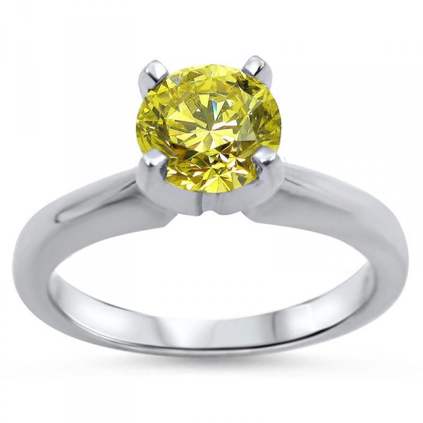 White Gold 1/2ct Round Yellow Canary Diamond Solitaire Engagement Ring -  Handcrafted By Name My Rings™
