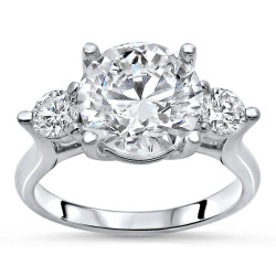 White Gold 1/2ct TDW Diamond and Moissanite 3-stone Engagement Ring - Handcrafted By Name My Rings™