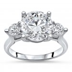 White Gold 1/2ct TDW Diamond and Moissanite 3-stone Engagement Ring - Handcrafted By Name My Rings™