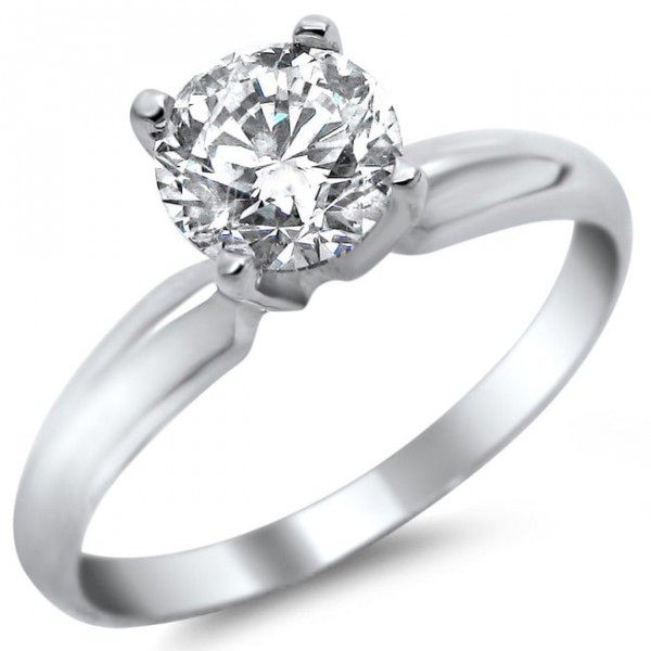 White Gold 1/2ct TDW Round Solitaire Diamond Engagement Ring - Handcrafted By Name My Rings™