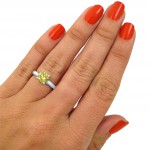 White Gold 1ct Round Yellow Canary Diamond Solitaire Engagement Ring - Handcrafted By Name My Rings™