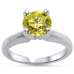 White Gold 1ct Round Yellow Canary Diamond Solitaire Engagement Ring - Handcrafted By Name My Rings™