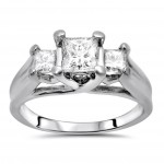 White Gold 1ct TDW Princess Diamond 3-stone Engagement Ring - Handcrafted By Name My Rings™
