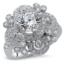 White Gold 1ct TDW Vintage Style Diamond Engagement Ring - Handcrafted By Name My Rings™