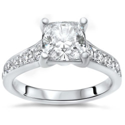 White Gold 1ct TGW Cushion-cut Moissanite and 1/2ct TDW Diamond Engagement Ring - Handcrafted By Name My Rings™