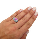 White Gold 1ct TGW Pink Sapphire and 1/3ct TDW Black Diamond Engagement Ring Set - Handcrafted By Name My Rings™
