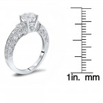 White Gold 1ct TGW Round Moissanite and 1/2ct TDW Diamond Engagement Ring - Handcrafted By Name My Rings™