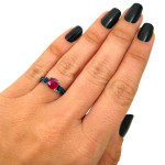 White Gold 1ct TGW Round Red Ruby and 3/4ct TDW Black Diamond Engagement Ring - Handcrafted By Name My Rings™