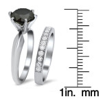 White Gold 2 1/2ct 6-prong Black and White Round Diamond Bridal Set - Handcrafted By Name My Rings™