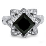 White Gold 2 1/2ct Black Diamond Princess Cut Ring Set - Handcrafted By Name My Rings™
