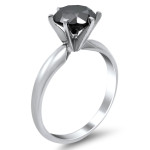 White Gold 2 1/3ct Six Prong Black Round Diamond Solitaire Ring - Handcrafted By Name My Rings™
