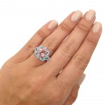 White Gold 2 1/3ct TGW Round-cut Morganite Diamond Lotus Flower Engagement Ring - Handcrafted By Name My Rings™